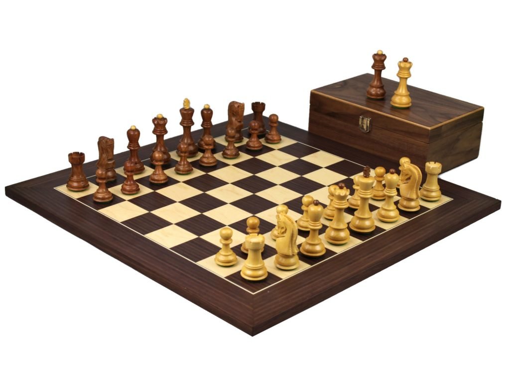 Macassar Chess Set 20 Inch with Weighted Sheesham Zagreb Staunton Chess Pieces 3.75 Inch
