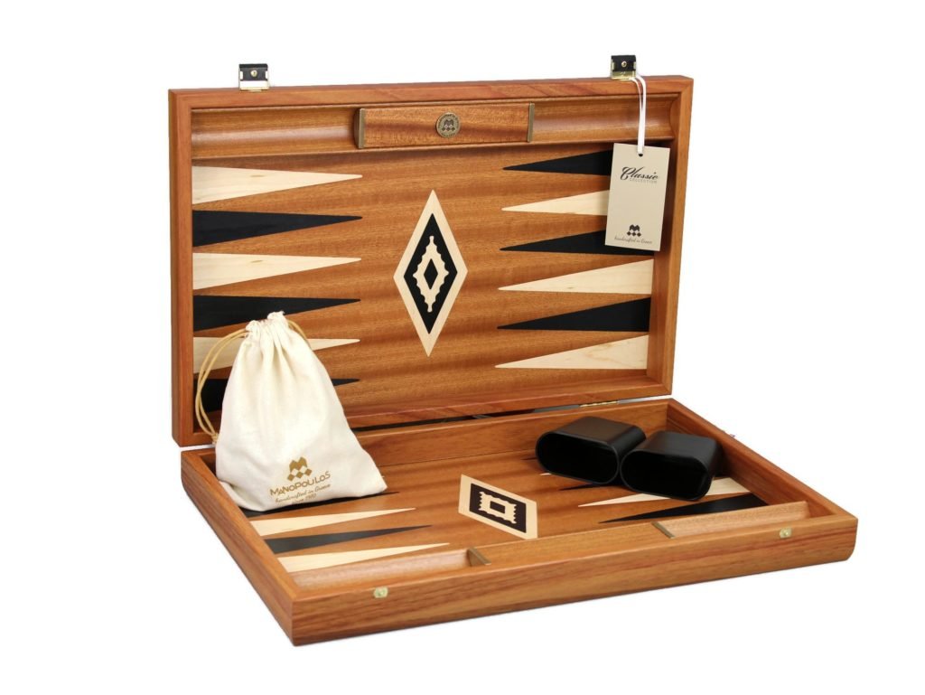 solid wooden backgammon set mahogany with backgammon pieces and shakers