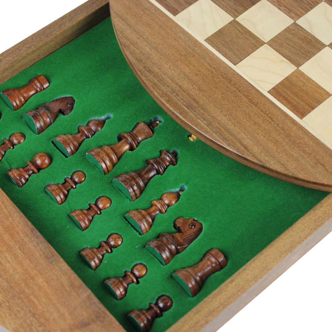 Solid Wood Round Chess Set 12 Inch - Image 3