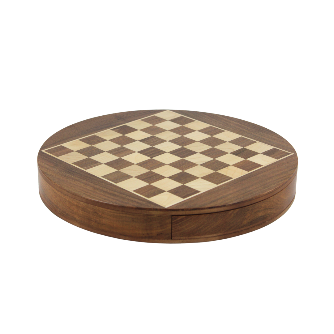 Solid Wood Round Chess Set 12 Inch - Image 2