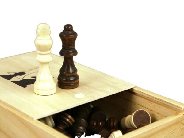 Wooden Chess Pieces With Sliding Storage Box