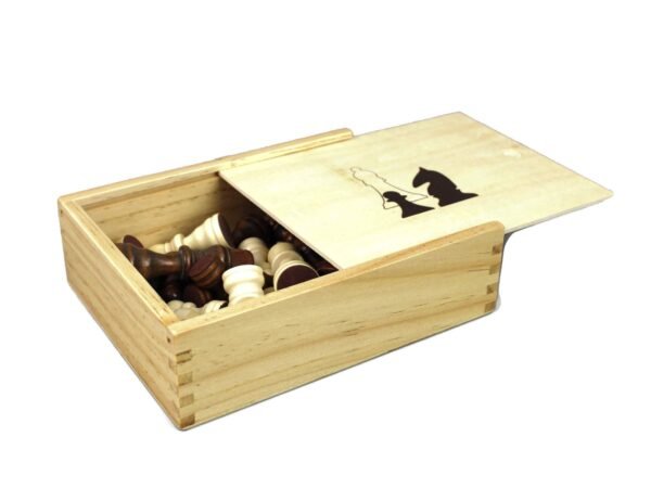 Wooden Chess Pieces With Sliding Storage Box - Image 3