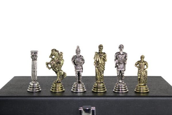 Red Metal Chess Set With Roman Empire Chess Pieces 13 Inch - Image 3