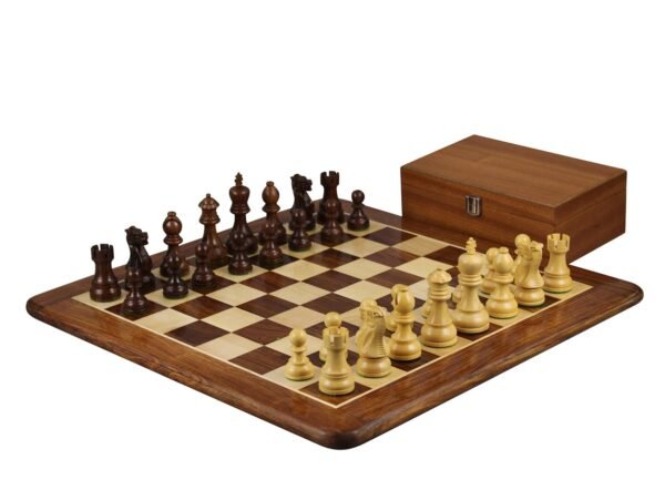 Sheesham Chess Set With Sheesham Flat Chess Board 20 Inch and Sheesham Executive Staunton Chess Pieces 3.75 Inch