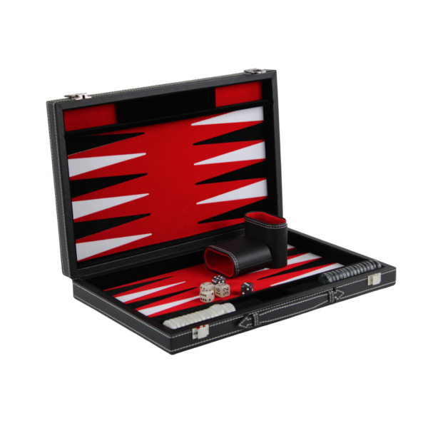 Royal Red Leather Backgammon Set 18 Inch