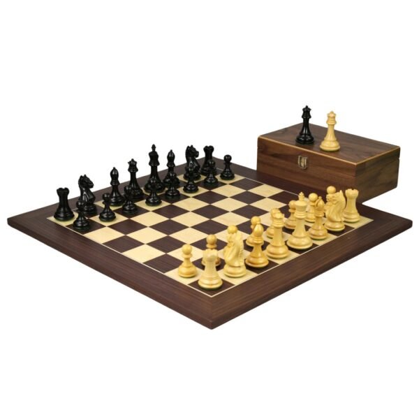 Macassar Chess Set 20 Inch with Weighted Ebonised Staunton Fierce Knight(Queens Gambit) Chess Pieces 3.75 Inch