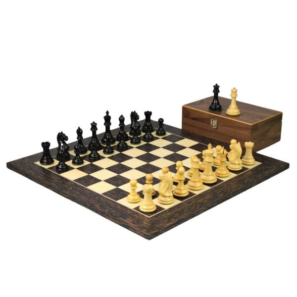 Tiger Ebony Chess Set 20 Inch with Weighted Ebonised Staunton Fierce Knight(Queens Gambit) Chess Pieces 3.75 Inch