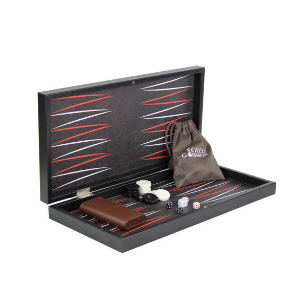 Leatherette Midnight Black Design Backgammon Set 19 Inch