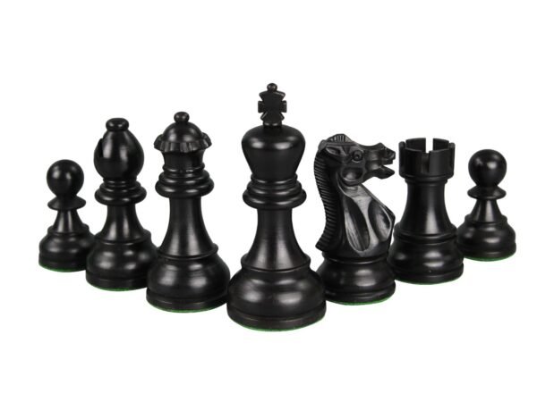 Ebony Chess Set 20 Inch With Helena Mother of Pearl Flat Board and Weighted Ebonised Executive Staunton Chess Pieces 3.75 Inch - Image 6