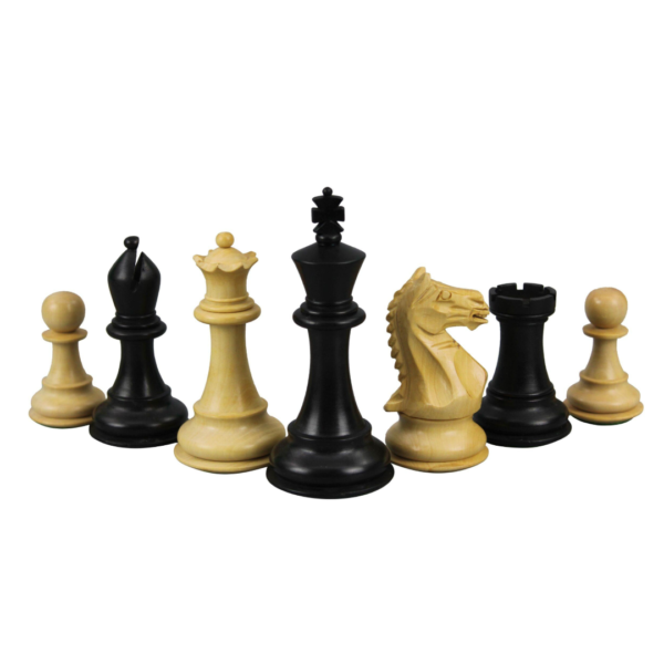 Mahogany Chess Set 21 Inch with Weighted Ebonised Staunton Fierce Knight (Queens Gambit) Pieces 3.75 Inch - Image 5