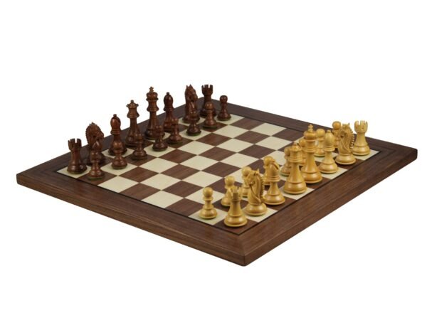 Walnut Chess Set 20 Inch With Helena Flat Chess Board and Weighted Sheesham King Bridal Staunton Chess Pieces 3.75 Inch - Image 2