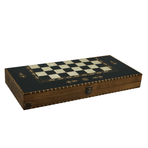 Helena Rural Ebony Chess & Backgammon Set With Ebonised French Staunton Chess Pieces 20 Inch - Image 4