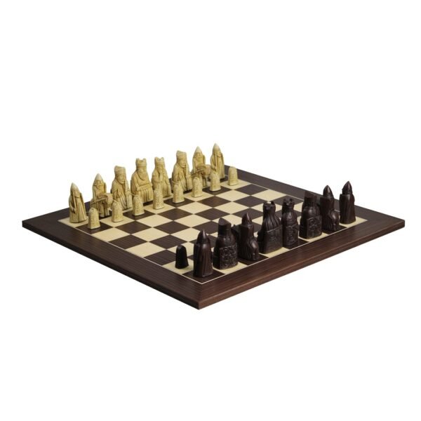 Isle of Lewis I White & Brown Resin Chess Pieces 3.5 Inch With Macassar Chess Board 20 Inch - Image 2