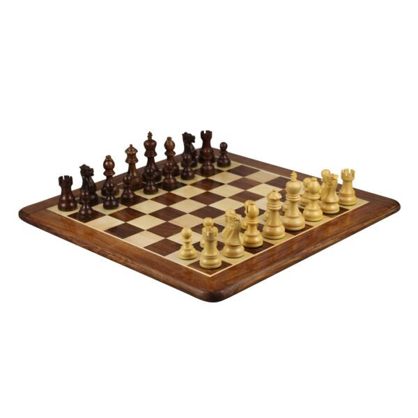 Sheesham Chess Set With Sheesham Flat Chess Board 20 Inch and Sheesham Executive Staunton Chess Pieces 3.75 Inch - Image 2