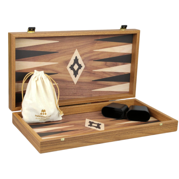 Manopoulos Walnut Backgammon Set 20 Inch