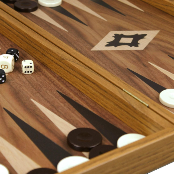 Manopoulos Walnut Backgammon Set 23 Inch with Storage Racks - Image 4