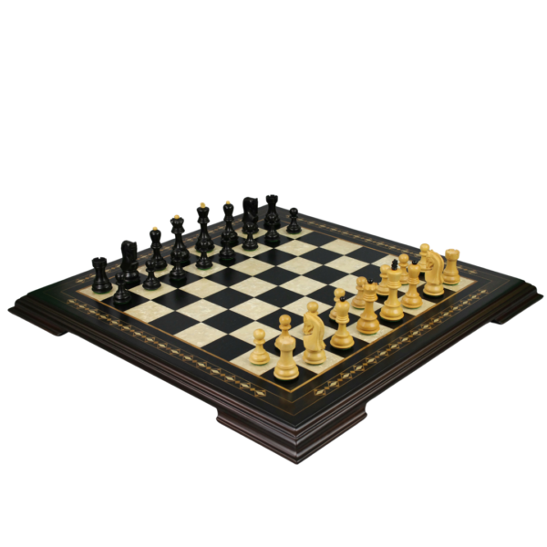 Ebony Chess Set 20 Inch With Helena Chess Board and Weighted Ebonised Zagreb Staunton Chess Pieces 3.75 Inch - Image 2
