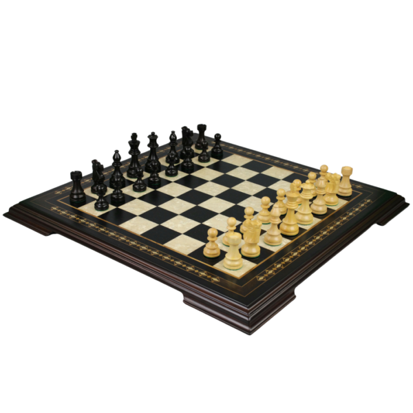 Ebony Chess Set 20 Inch with Helena Chess Board and Weighted Ebonised French Knight Staunton Chess Pieces 3.75 Inch - Image 2