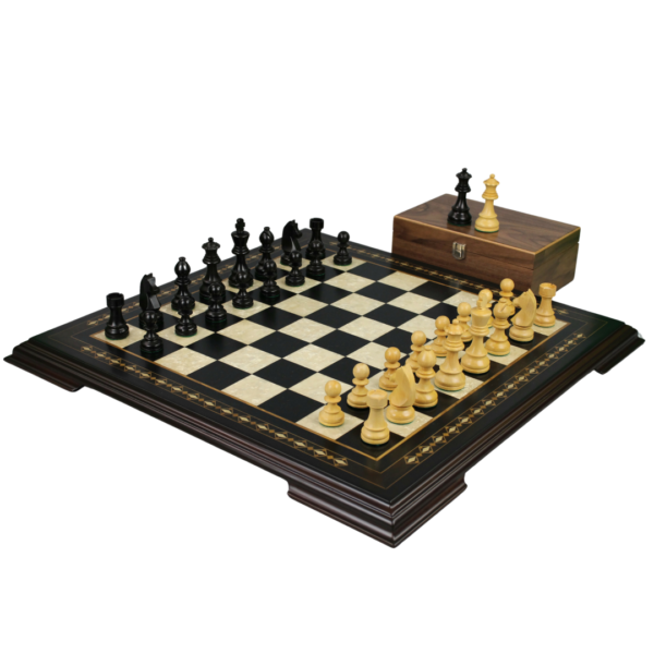 Wooden Chess Set 20 Inch with Helena Chess Board and Weighted Ebonised German Staunton Chess Pieces 3.75 Inch
