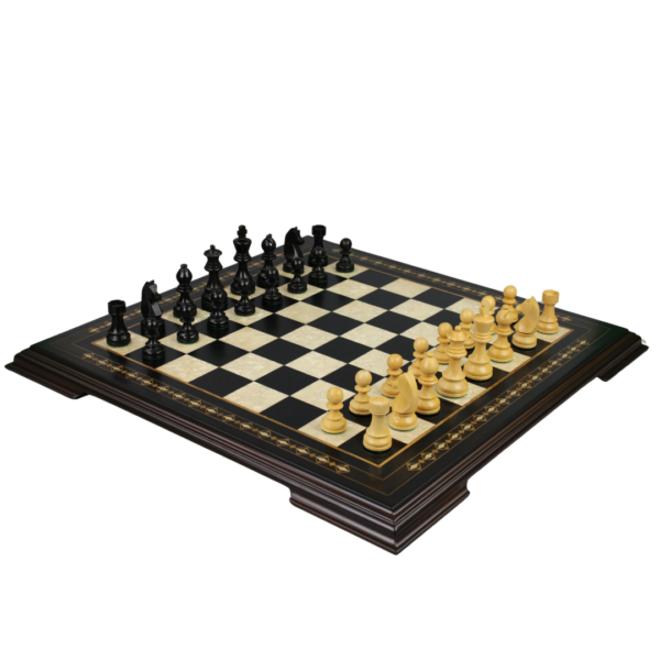 Wooden Chess Set 20 Inch with Helena Chess Board and Weighted Ebonised German Staunton Chess Pieces 3.75 Inch - Image 2
