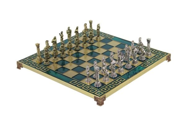 Blue Metal Chess Set With Athena Chess Pieces 13 Inch - Image 5
