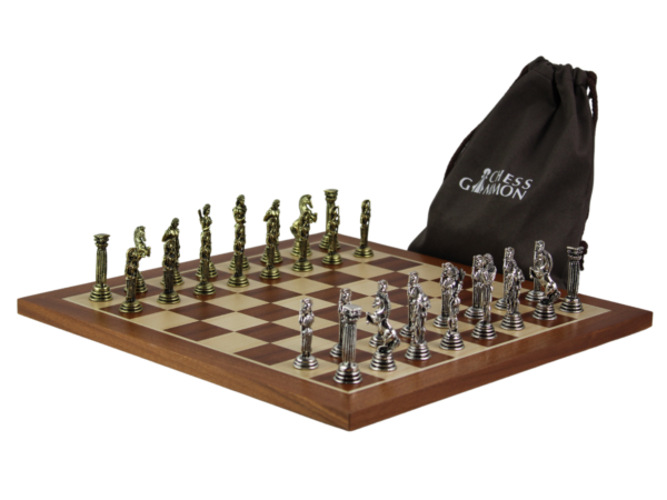 Mahogany Personalised Metal Chess Set with Drawstring Bag 14 Inch - Image 3