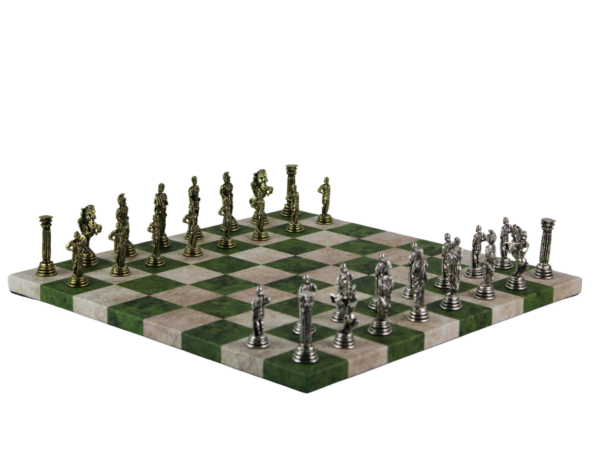 Green Leatherette Personalised Metal Chess Set with Drawstring Bag 14 Inch - Image 6