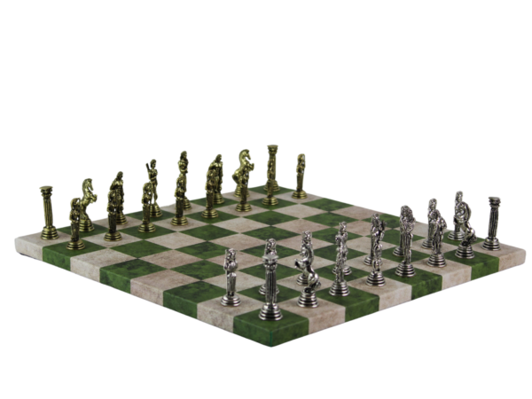 Green Leatherette Personalised Metal Chess Set with Drawstring Bag 14 Inch - Image 3