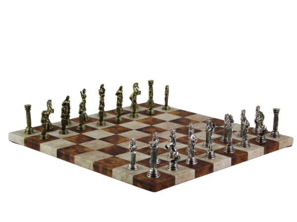 Brown Leatherette Personalised Metal Chess Set with Drawstring Bag 14 Inch - Image 4