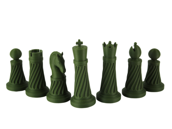 Green 3D PLA Acrylic Staunton Chess Pieces with Drawstring Bag