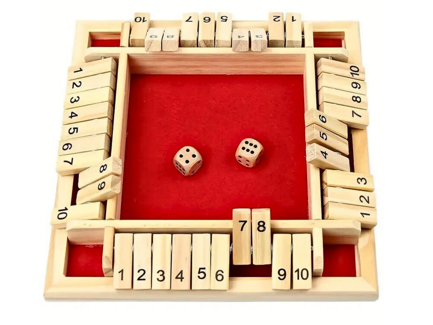 4 Player Red Shut the Box Family Game 8.6 Inch