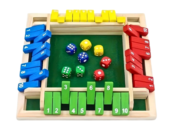 4 Player Multi-Coloured Shut the Box Family Game 8.6 Inch