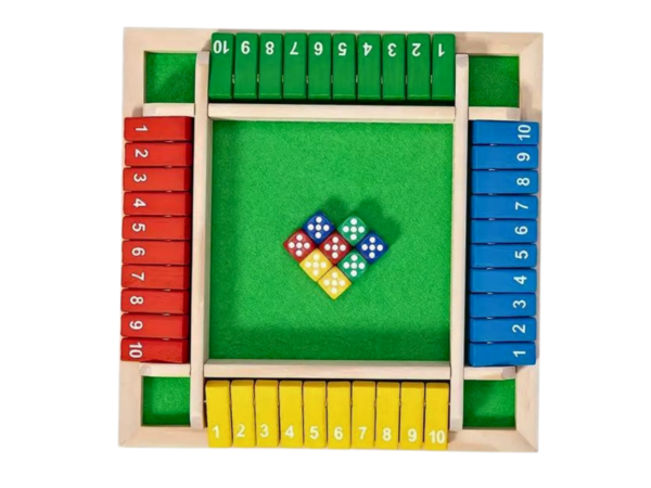 4 Player Multi-Coloured Shut the Box Family Game 8.6 Inch - Image 4