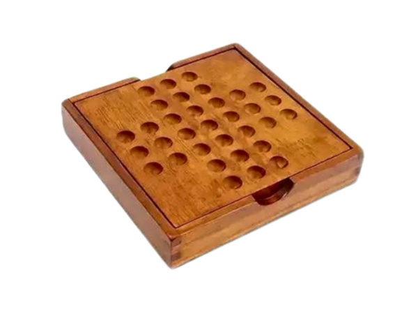 Travel Wooden Solitaire Family Game Square Board 5 Inch - Image 3