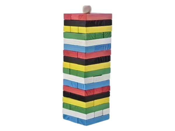 Coloured Tumbling Tower Wooden Blocks Family Game 7.1 Inches - Image 2