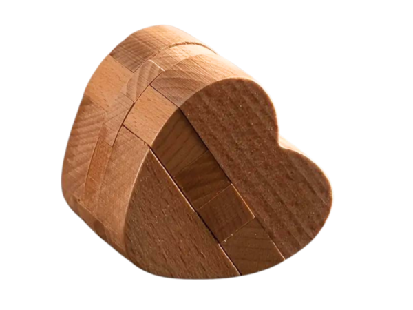 Heart Lock Kongming Lock Solid Wood Brain Teaser Puzzle