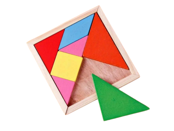 Multi-Coloured Square Popular Wooden Puzzle Tangram - Image 2