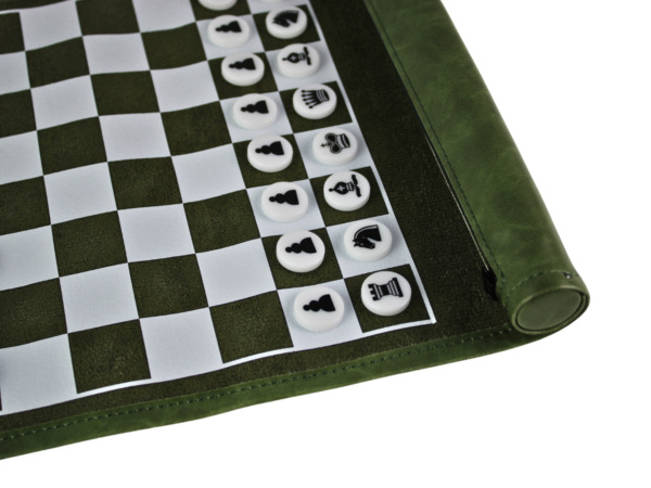 Green Travel Roll Up Chess Set 13 Inch - Image 6