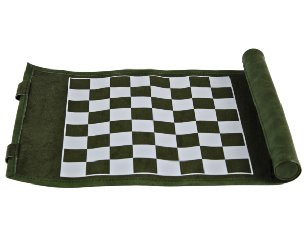 Green Travel Roll Up Chess Set 13 Inch - Image 2