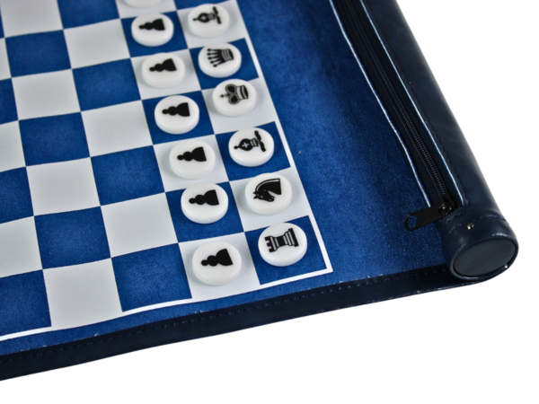 Blue Travel Roll Up Chess Set 13 Inch - Image 7