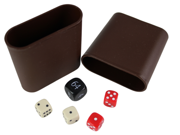 Replacement Backgammon Dice Set & Dice cups- Black Doubling Cube - Red & Cream Dices