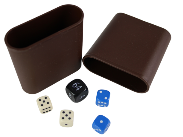 Replacement Backgammon Dice Set & Dice cups- Black Doubling Cube - Cream & Blue Dices