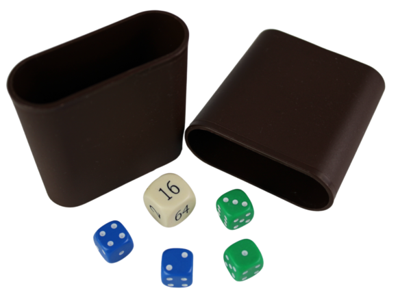 Replacement Backgammon Dice Set & Dice cups - Cream Doubling Cube - Blue & Green Dices