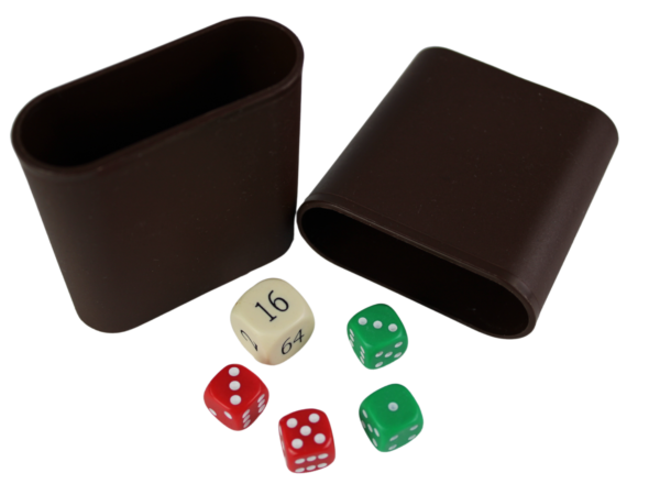 Replacement Backgammon Dice Set & Dice cups- Cream Doubling Cube - Red & Green Dices