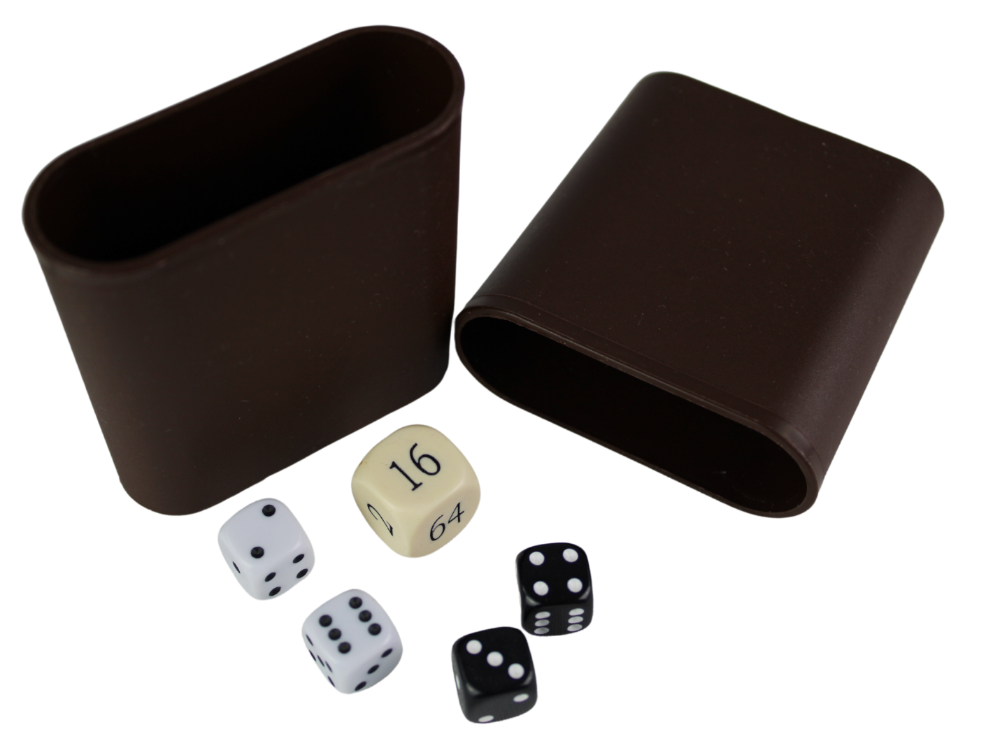 Replacement Backgammon Dice Set & Dice cups- Cream Doubling Cube - White & Black Dices