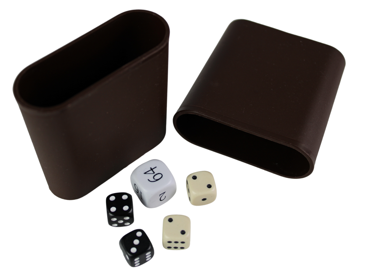 Replacement Backgammon Dice Set & Dice cups- White Doubling Cube - Cream & Black Dices