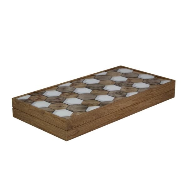 Wooden Honeycomb Design Backgammon Set 19 Inch