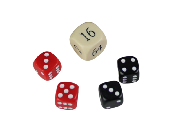 Replacement Backgammon Dice Set - Cream Doubling Cube - Red & Black Dices
