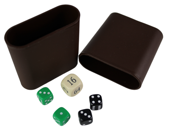 Replacement Backgammon Dice Set & Dice cups- Cream Doubling Cube - Green & Black Dices