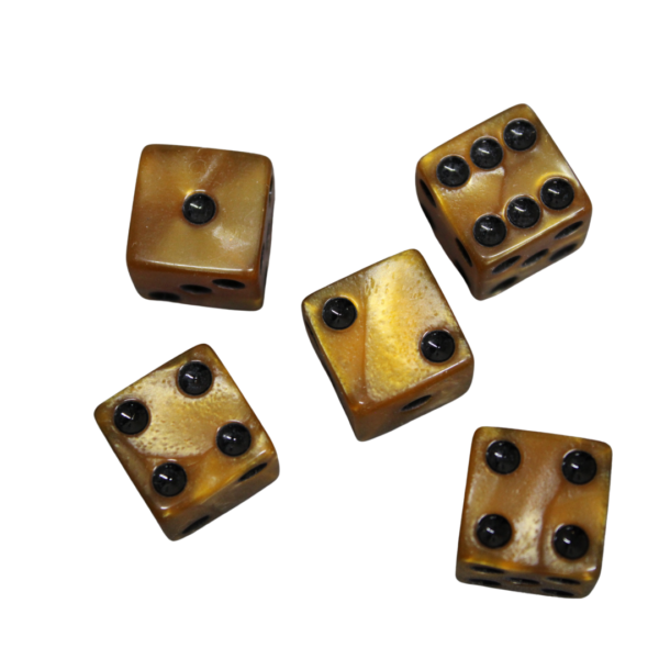 Honey Gold 16 mm D6 Dice Roll Playing Dices with Black Dots